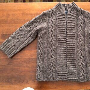 Banana Republic Brown Cable Knit Zip Front Cardigan Sweater Size M